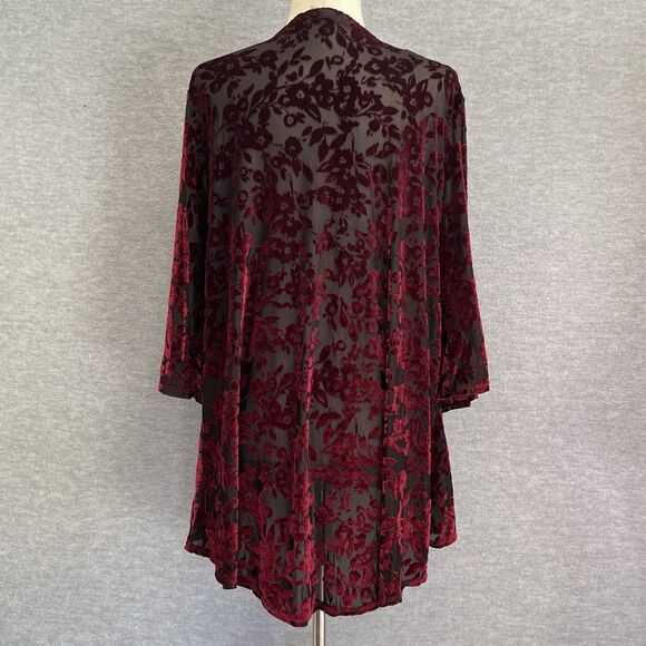 Espresso Sheer Floral Velvet Burnout Cardigan Size M Witchy Whimsigoth Vamp Goth - Picture 5 of 10